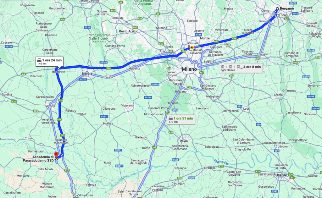 Paracadutismo Bergamo - Direzioni Google Maps