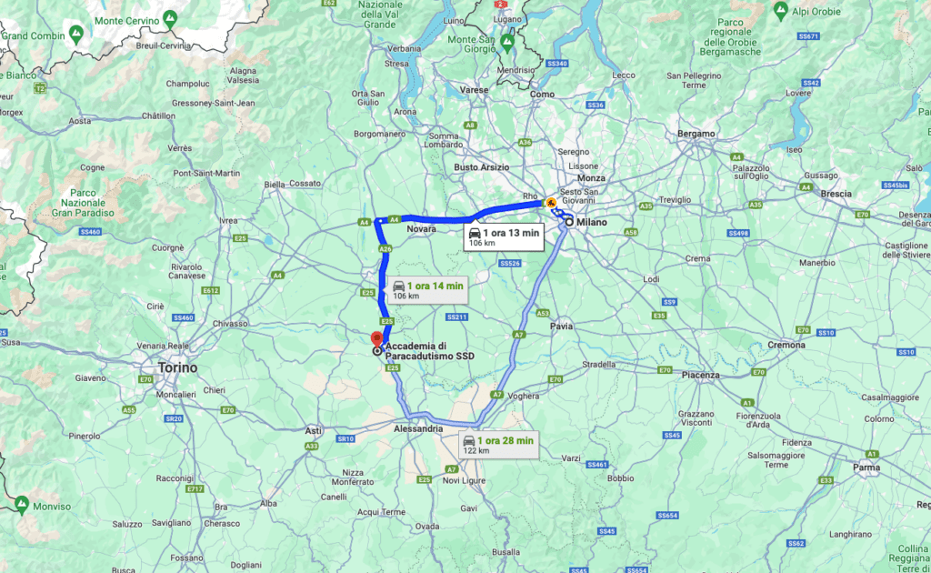 Paracadutismo Milano - Direzioni Google Maps