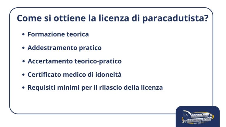 Come si ottiene la licenza di paracadutista