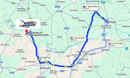 Paracadutismo Pavia Mappa con Indicazioni stradali