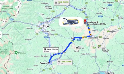 Paracadutismo Fossano Mappa con Indicazioni stradali