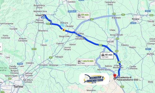 Paracadutismo Ivrea Mappa con Indicazioni stradali