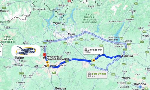 Paracadutismo Mantova Mappa con Indicazioni stradali