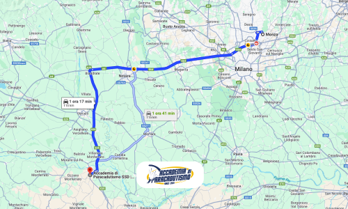 Paracadutismo Monza Mappa con Indicazioni stradali